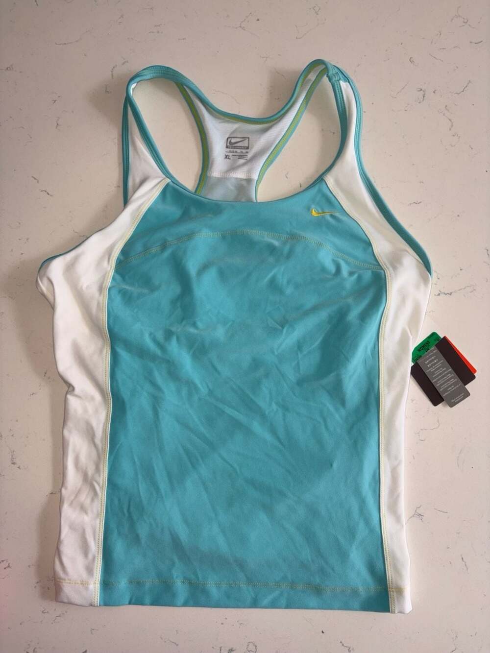 Nike Performance Tank Top Size XL Blue White Athletic Racerback